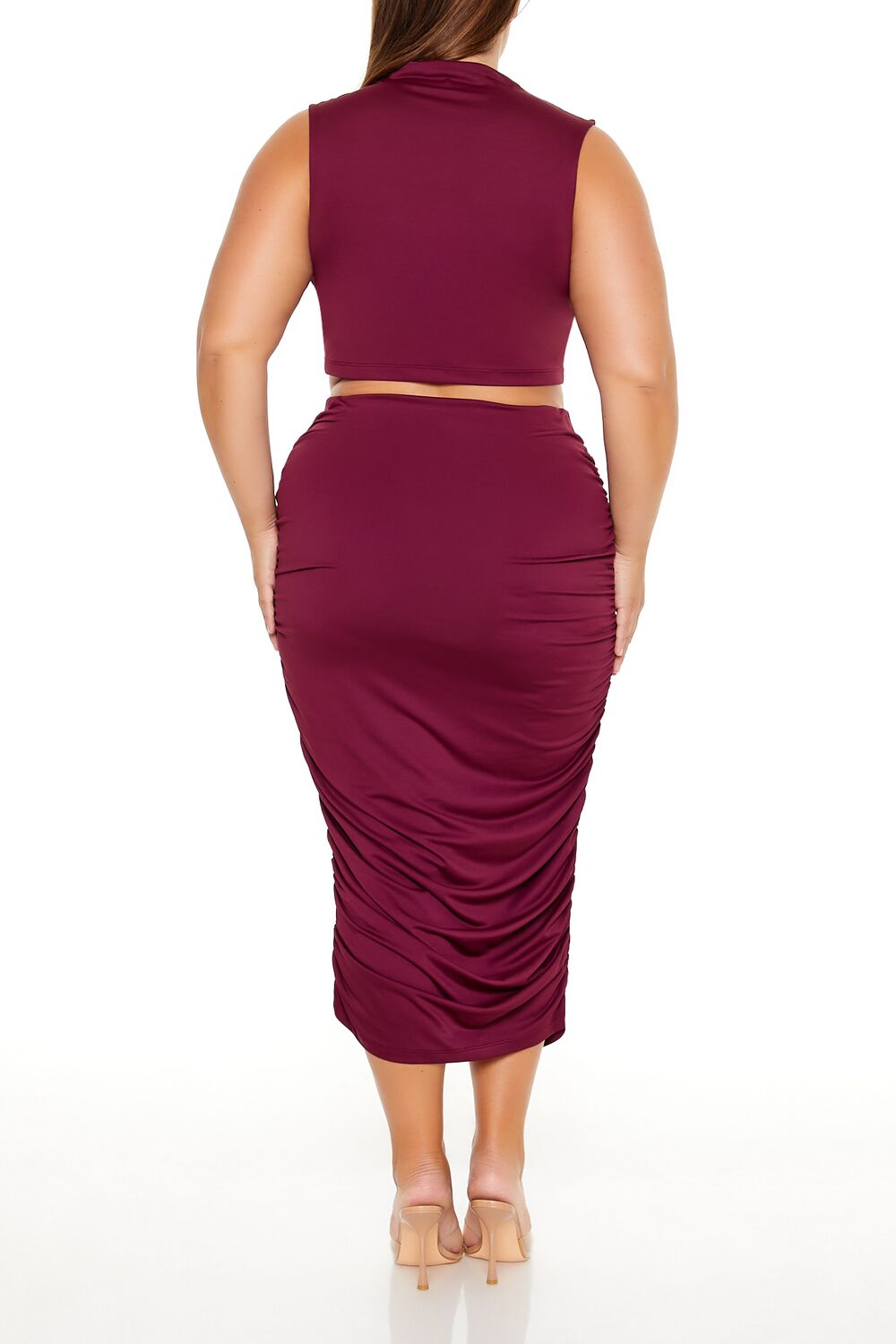 Plus Size Ruched Crop Top & Skirt Set