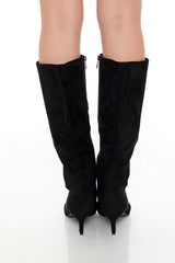 Faux Suede Pointed-Toe Boots