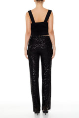 Sequin High-Rise Wide-Leg Pants