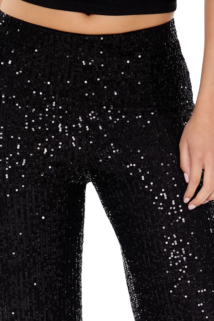 Sequin High-Rise Wide-Leg Pants
