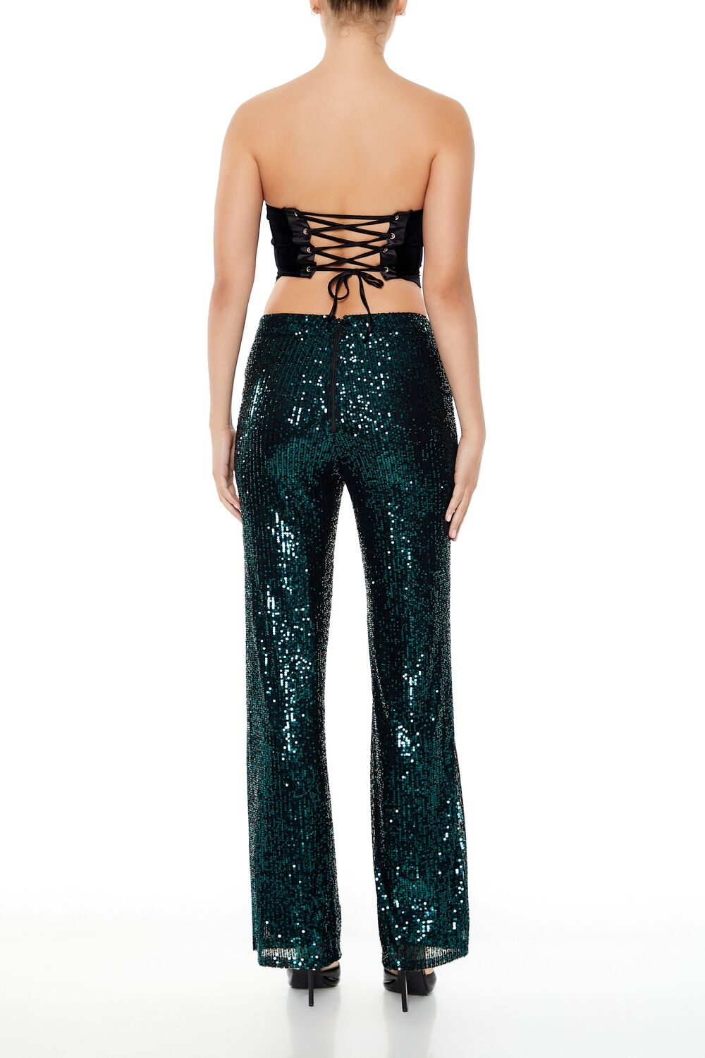 Sequin High-Rise Wide-Leg Pants