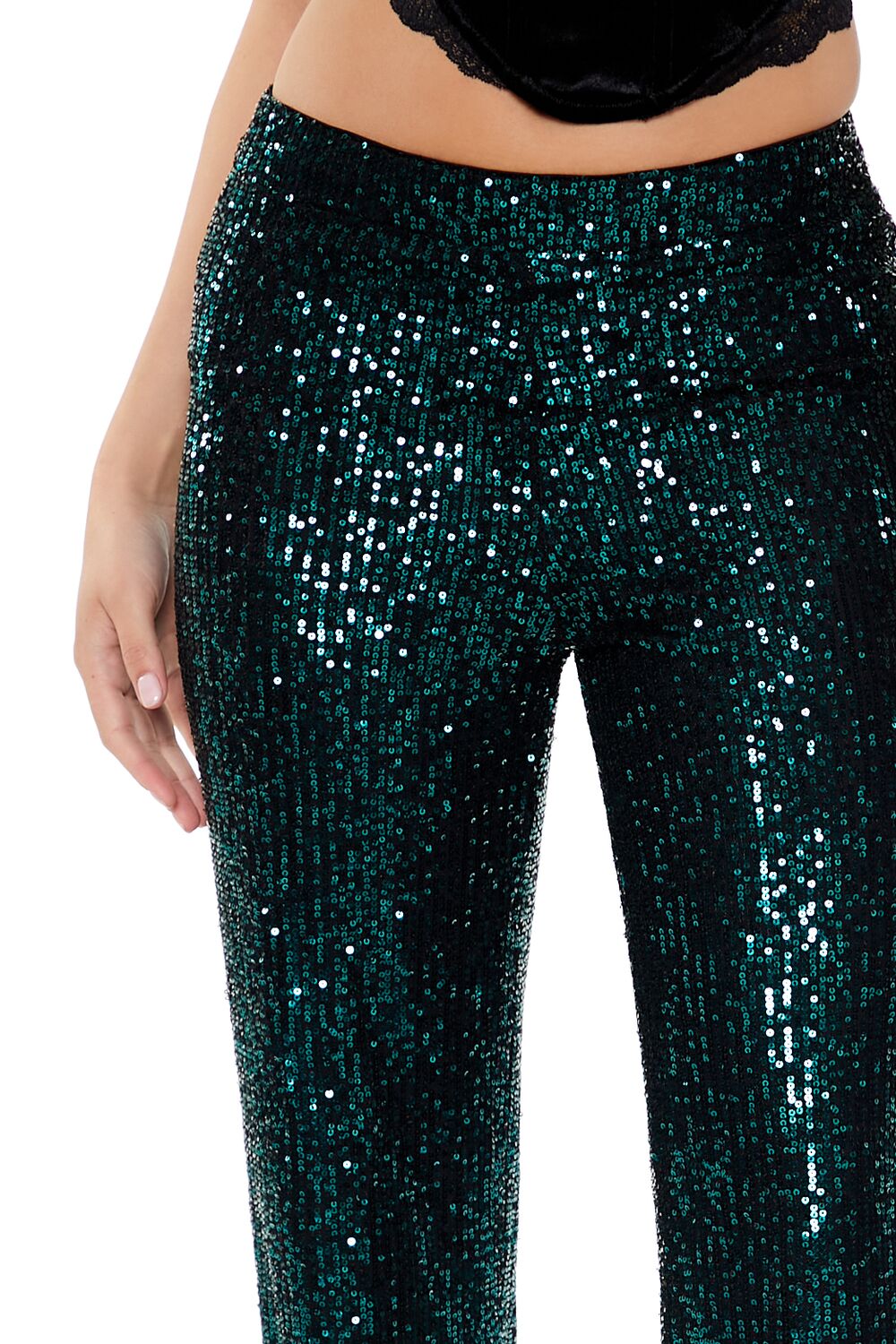 Sequin High-Rise Wide-Leg Pants