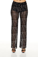 Glitter High-Rise Straight Pants