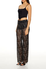 Glitter High-Rise Straight Pants