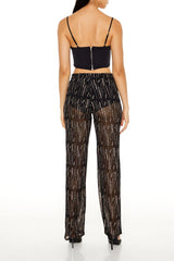 Glitter High-Rise Straight Pants