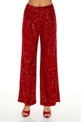 Sequin Velvet High-Rise Pants