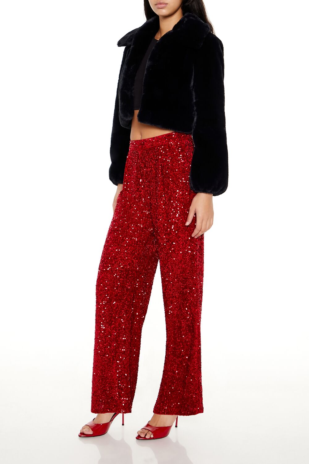 Sequin Velvet High-Rise Pants