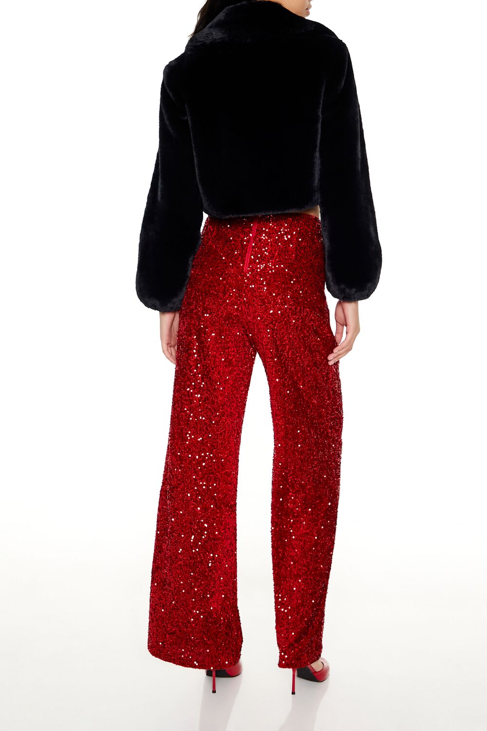 Sequin Velvet High-Rise Pants