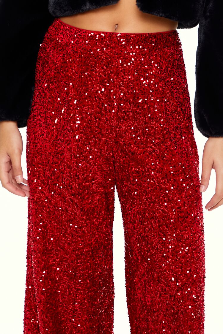 Sequin Velvet High-Rise Pants