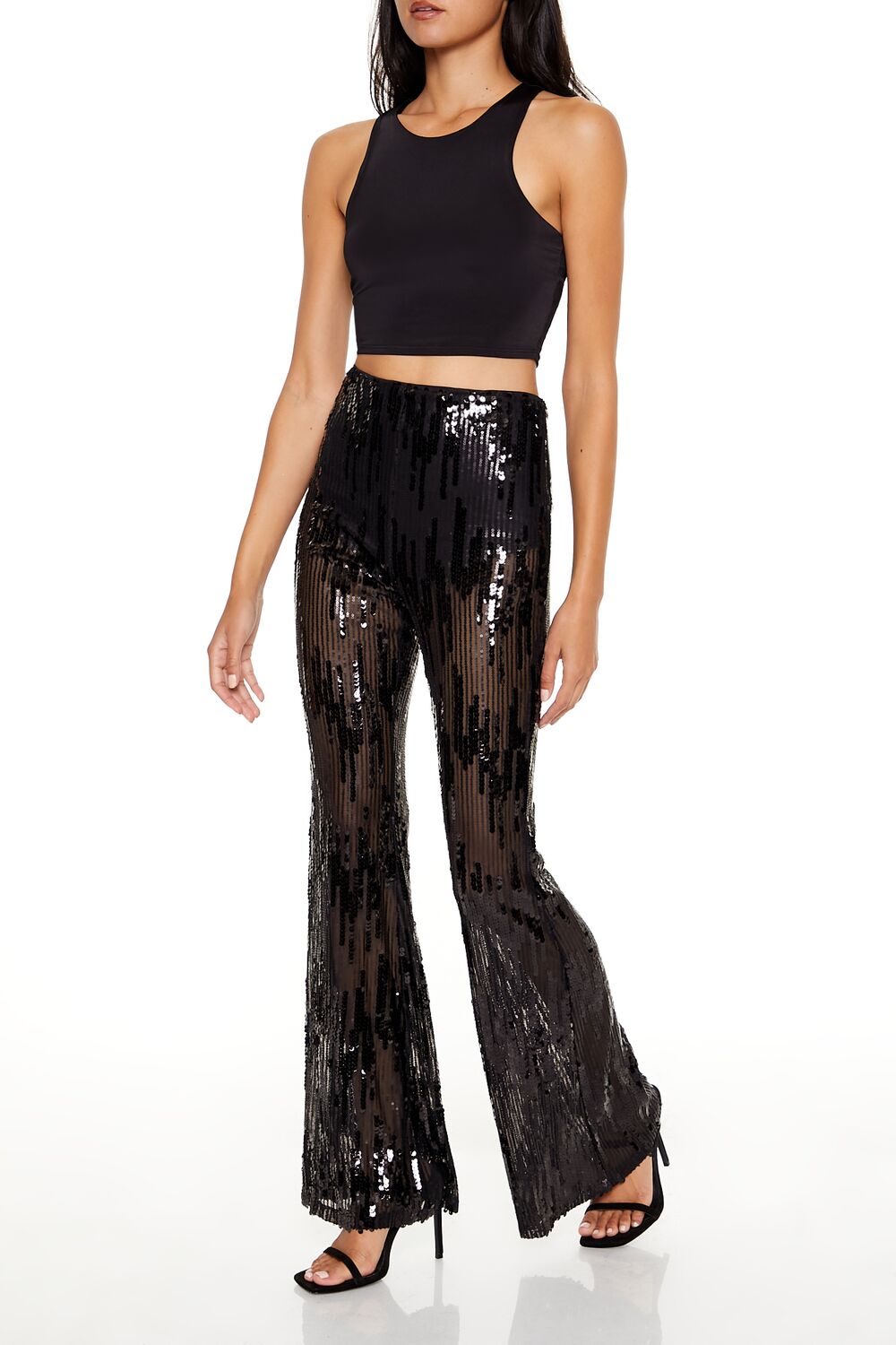 Sequin High-Rise Flare Pants