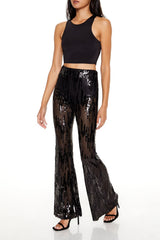 Sequin High-Rise Flare Pants