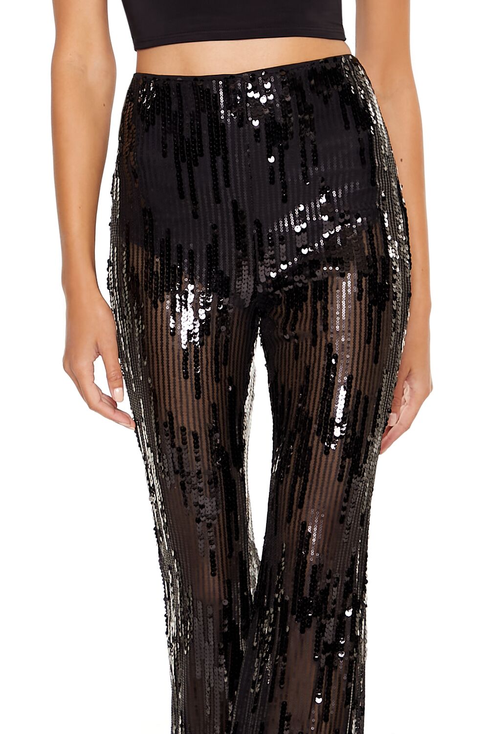 Sequin High-Rise Flare Pants