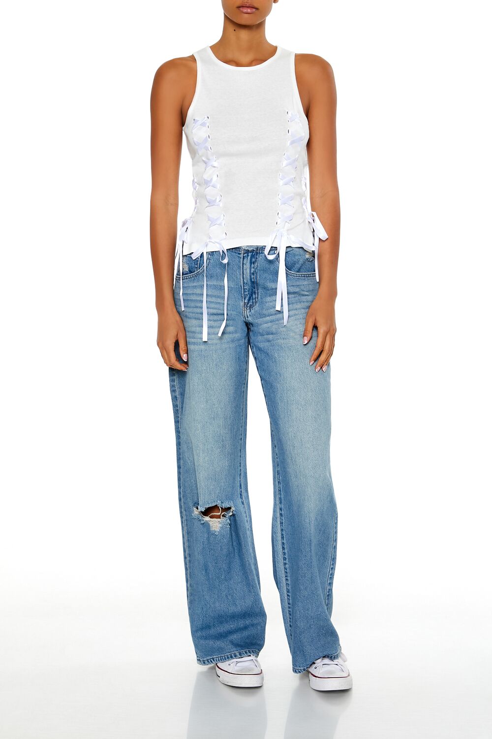 Ribbon Lace-Up Tank Top