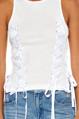 Ribbon Lace-Up Tank Top