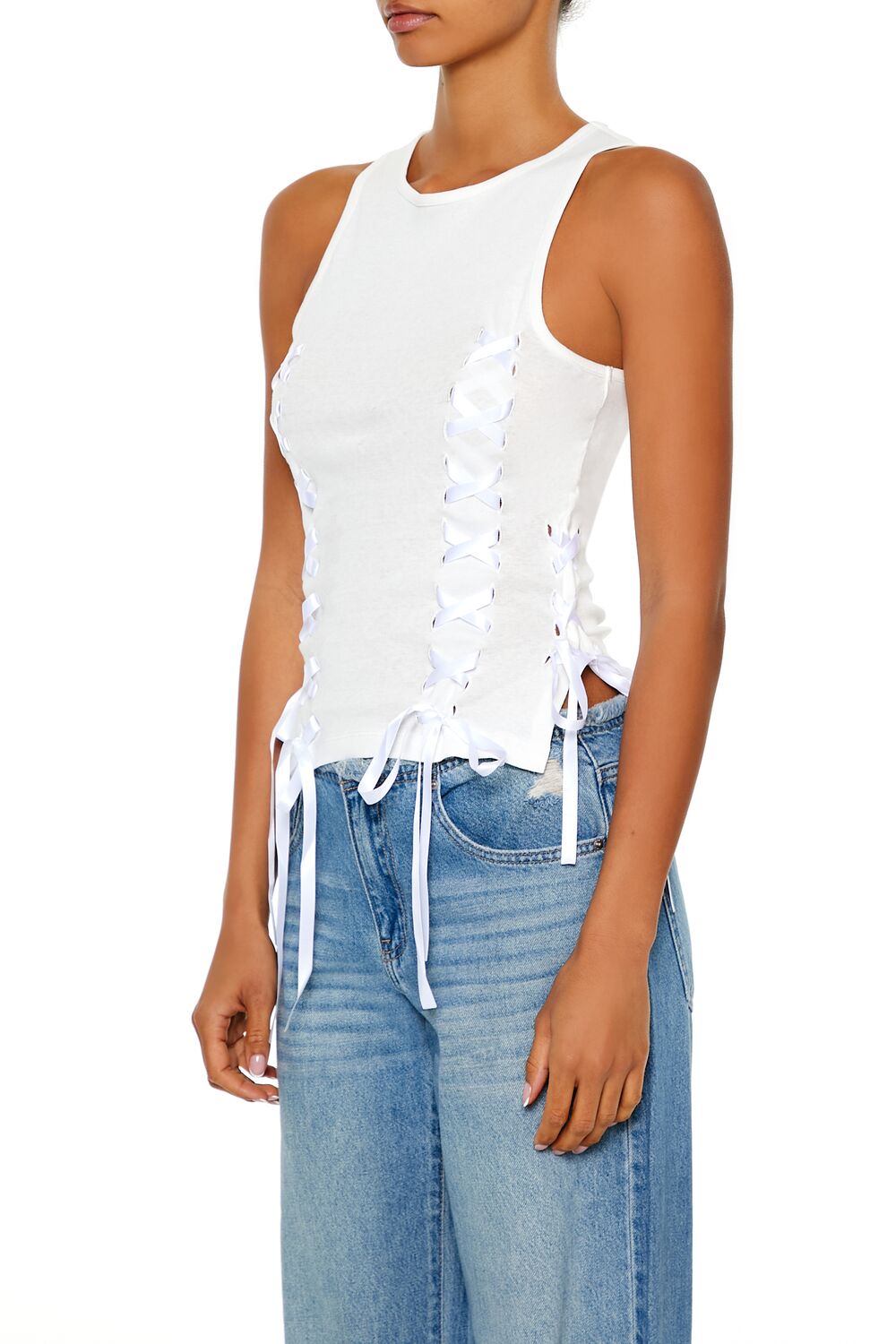 Ribbon Lace-Up Tank Top