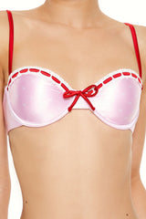 Satin Laced Hearts Underwire Bikini Top