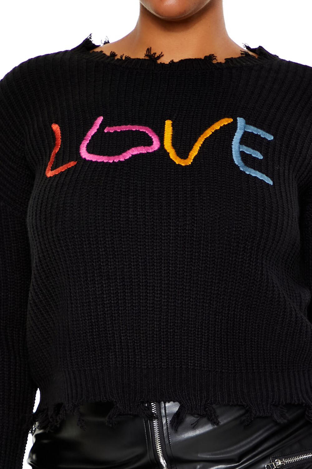 Plus Size Love Embroidered Sweater