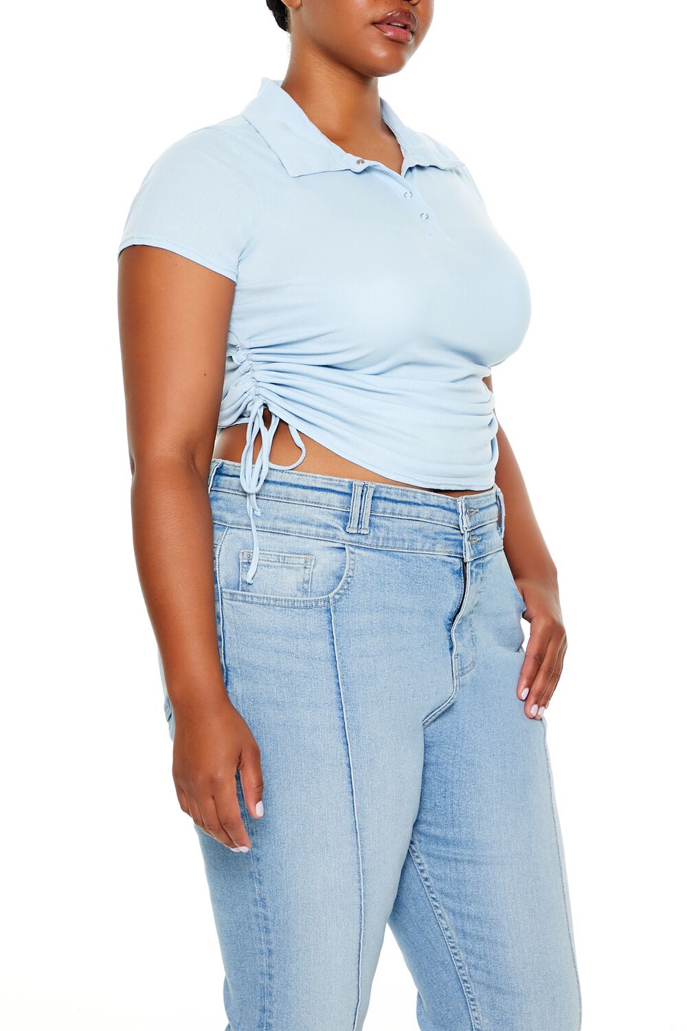 Plus Size Drawstring Polo Shirt
