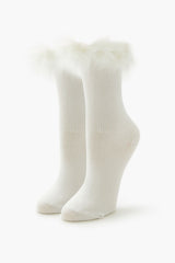 Faux Fur-Trim Crew Socks