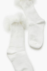 Faux Fur-Trim Crew Socks
