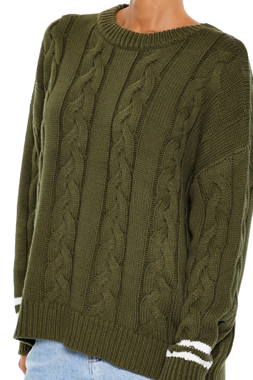 Varsity-Striped Cable Knit Sweater
