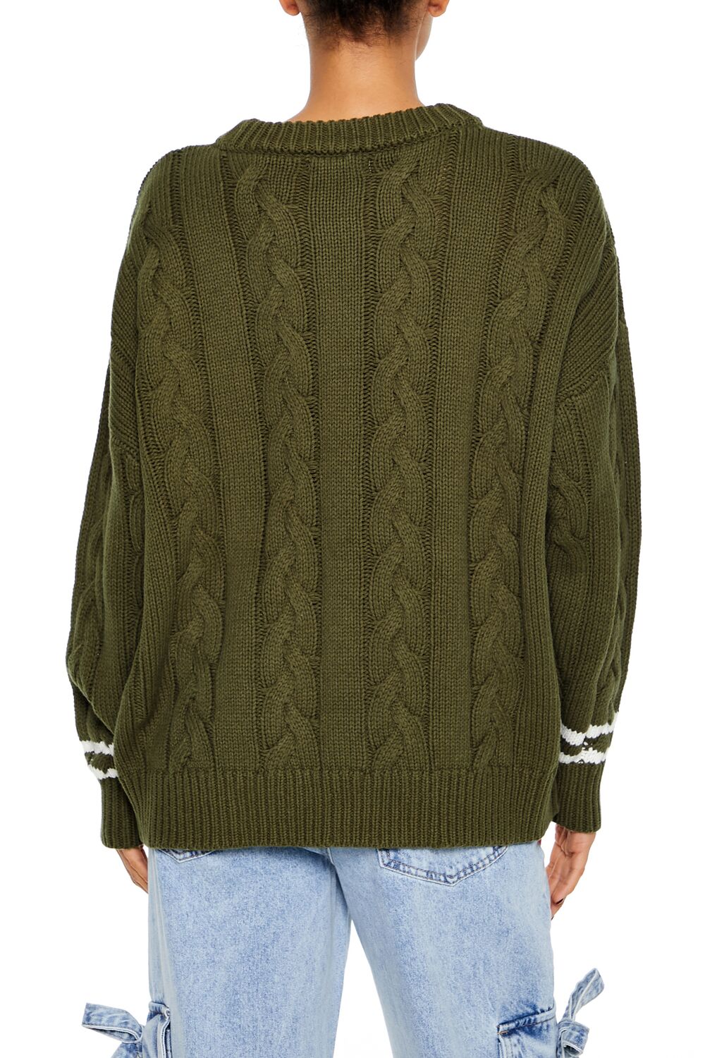 Varsity-Striped Cable Knit Sweater