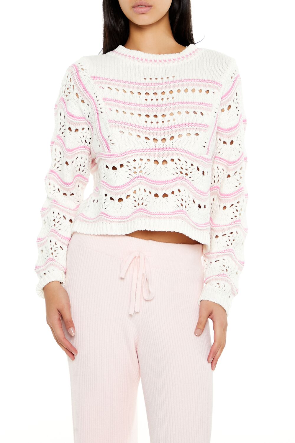 Cropped Open-Knit Sweater