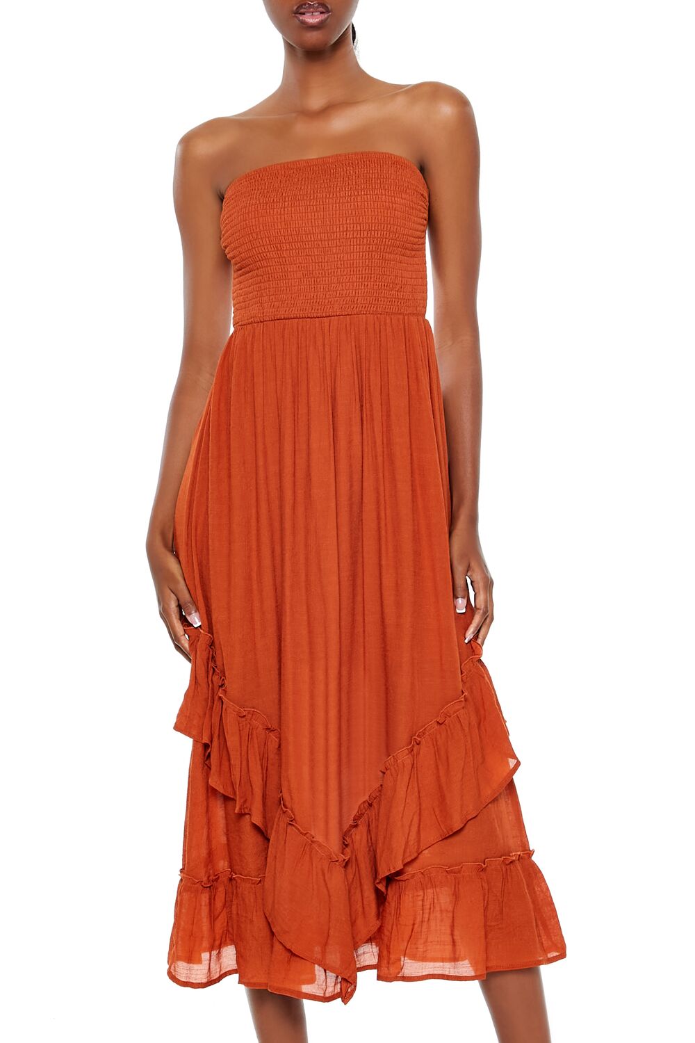 Strapless Layered Midi Dress
