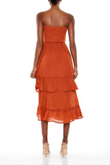 Strapless Layered Midi Dress
