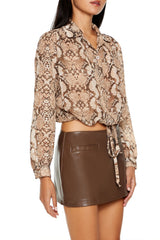 Snake Tie-Front Cropped Shirt