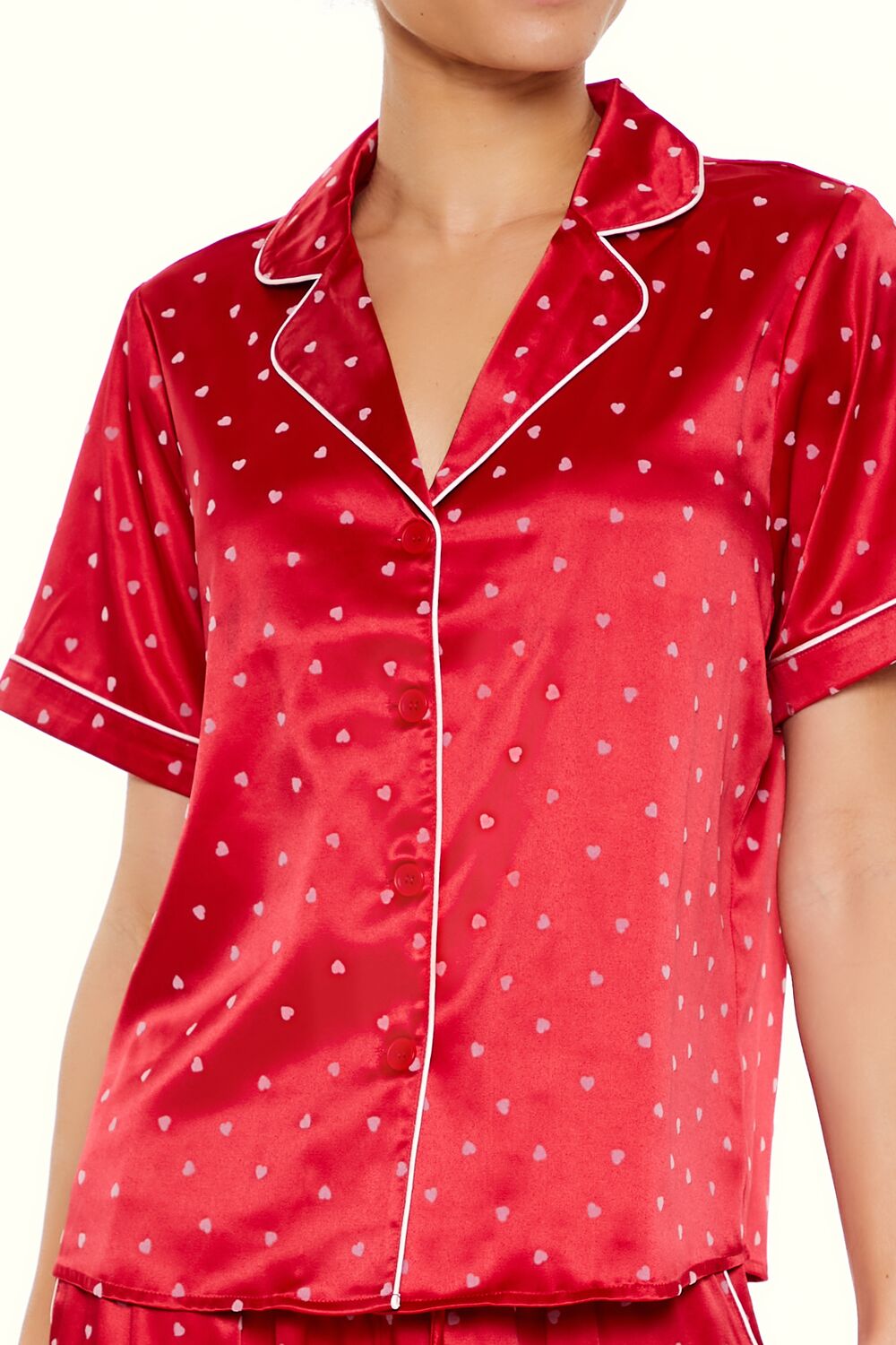 Heart Print Pajama Shirt & Pants Set