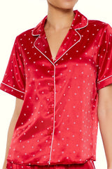 Heart Print Pajama Shirt & Pants Set