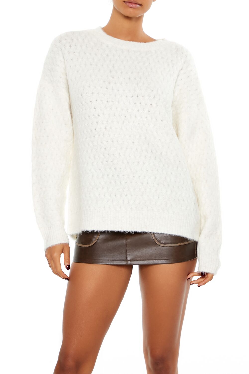 Fuzzy Textured Knit Sweater