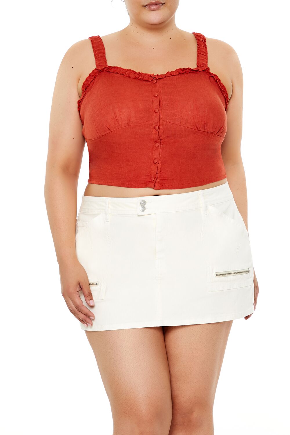 Plus Size Ruffle-Trim Crop Top
