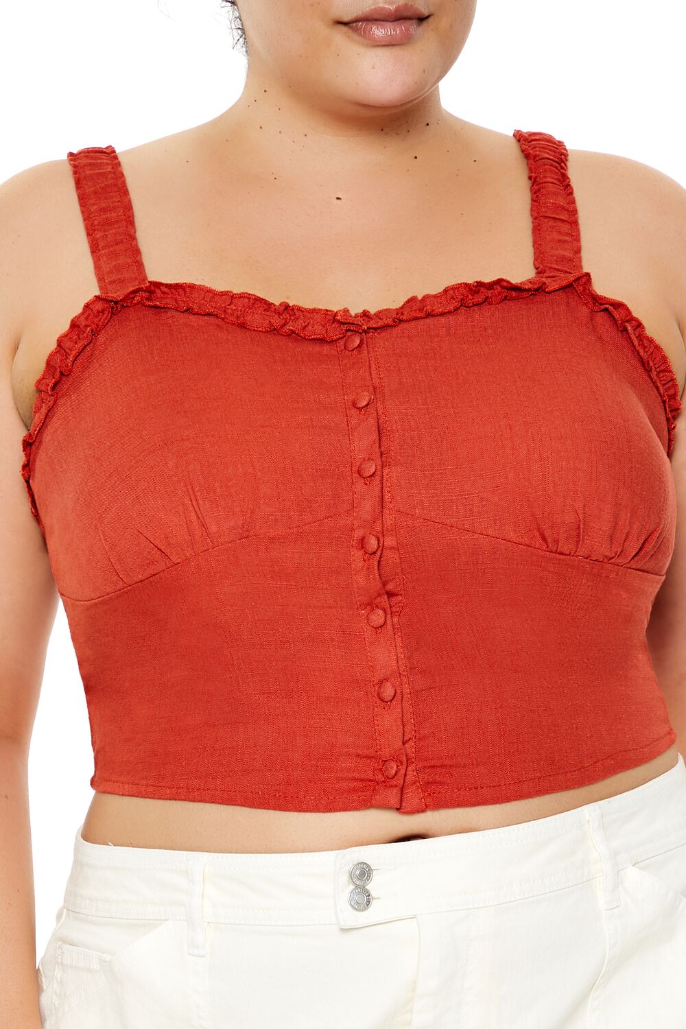 Plus Size Ruffle-Trim Crop Top
