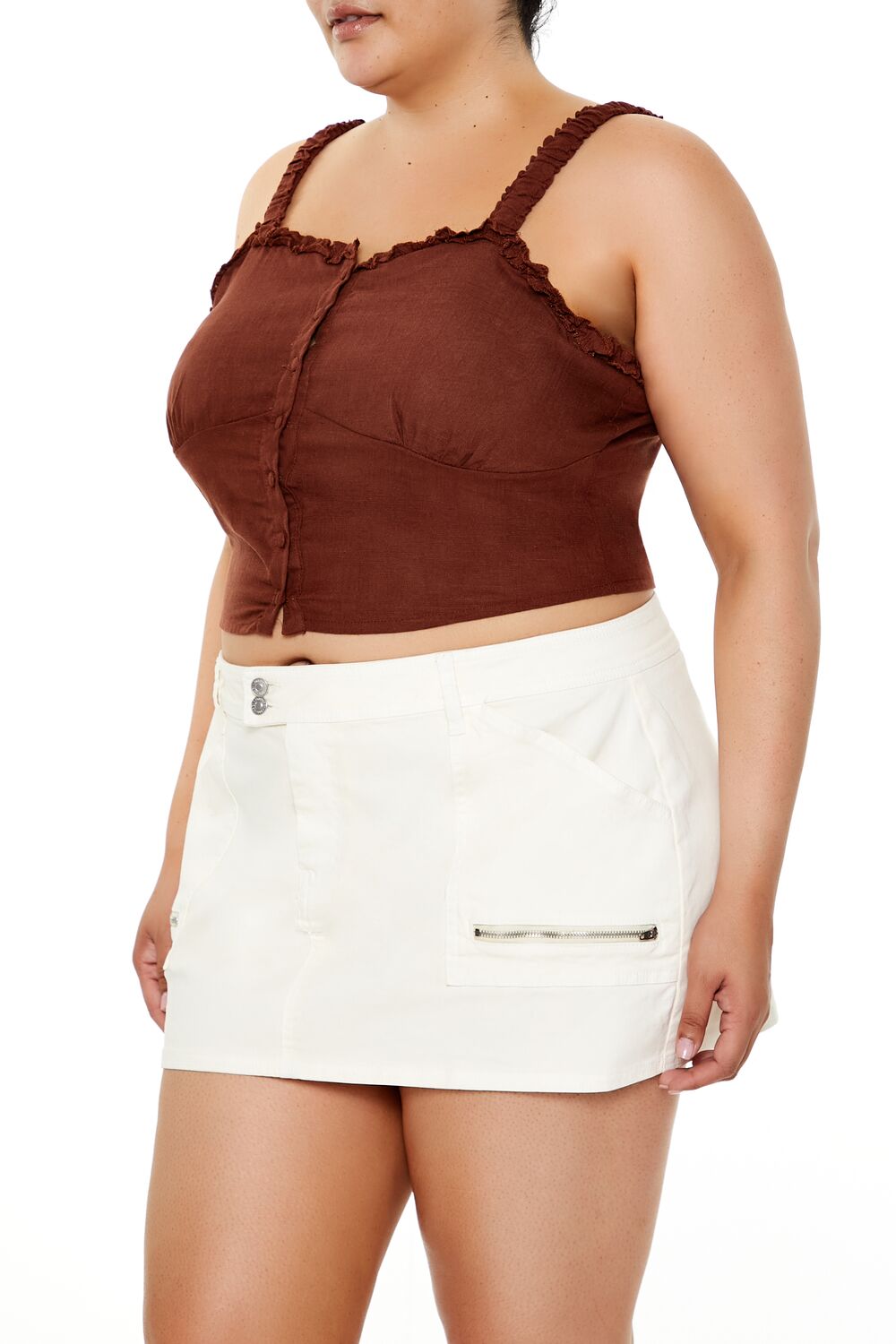 Plus Size Ruffle-Trim Crop Top
