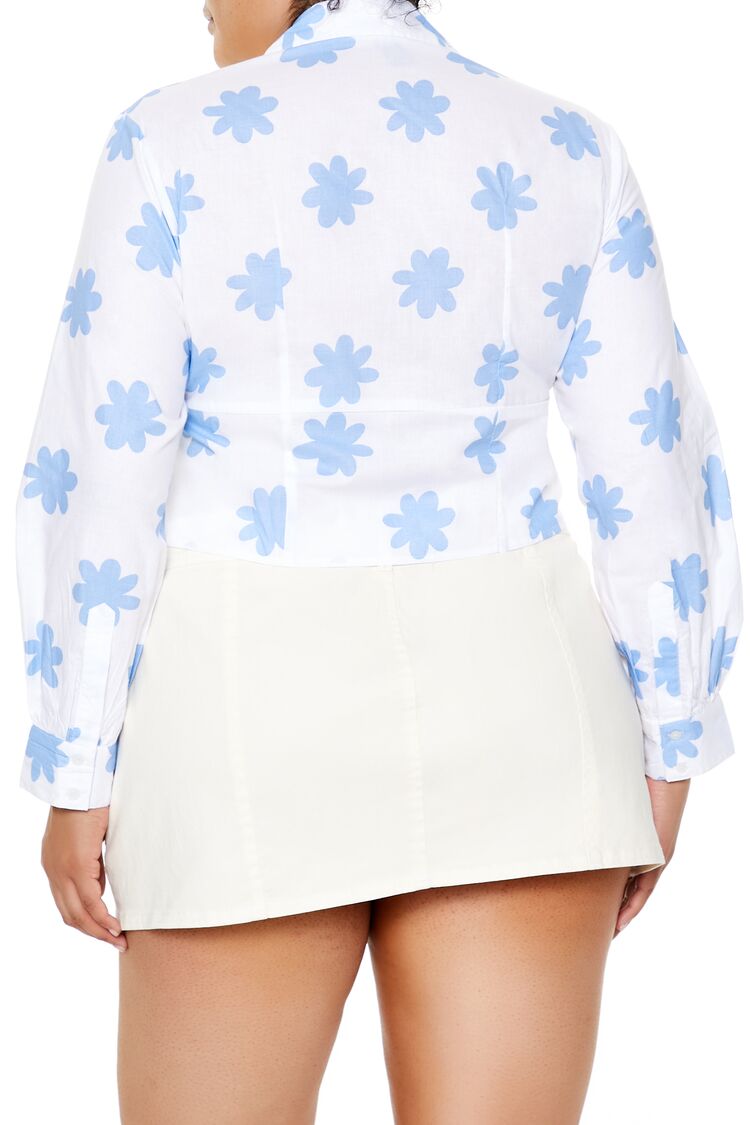 Plus Size Floral Print Cropped Shirt