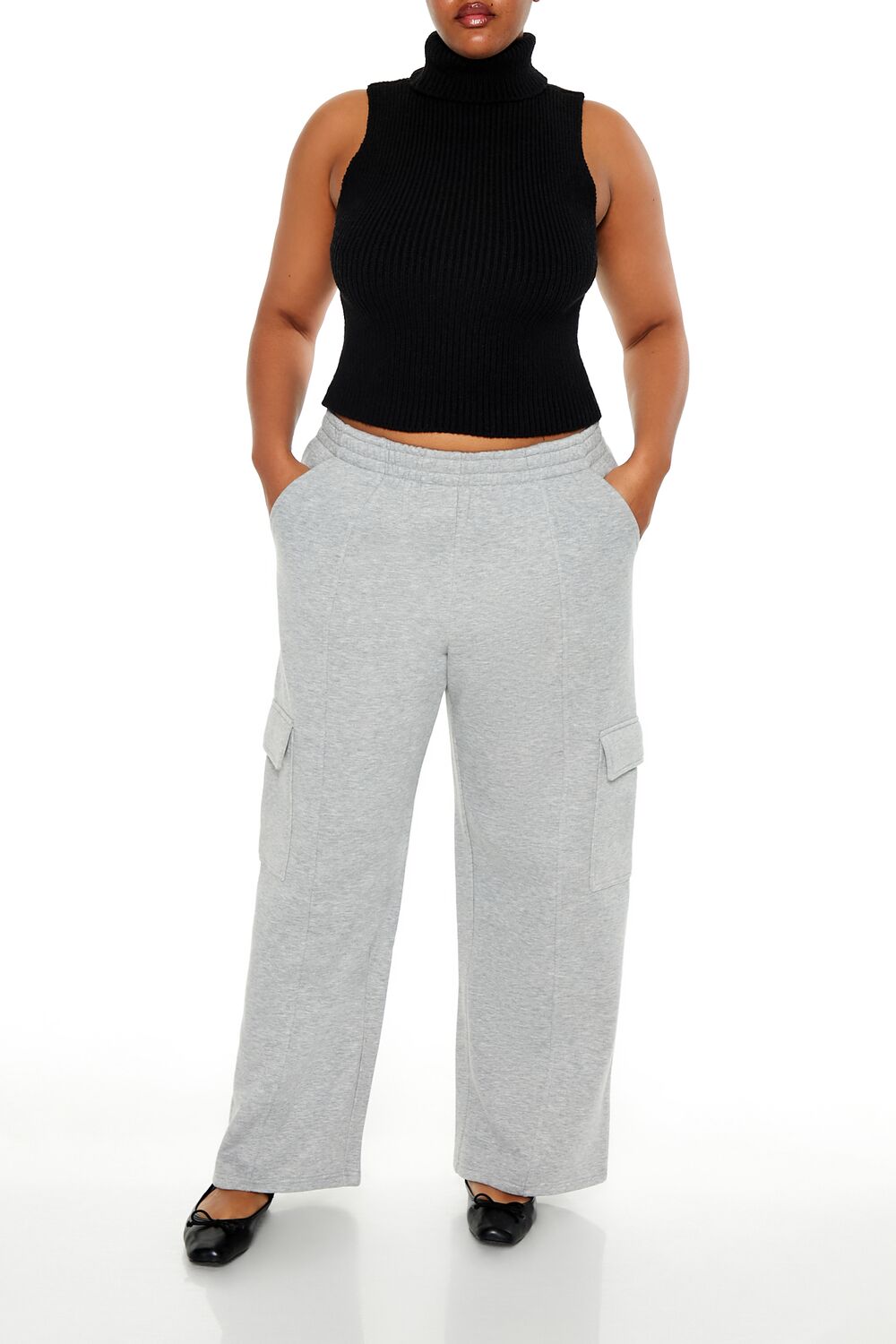 Plus Size Mid-Rise Cargo Sweatpants