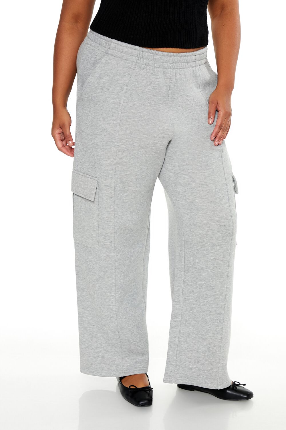 Plus Size Mid-Rise Cargo Sweatpants