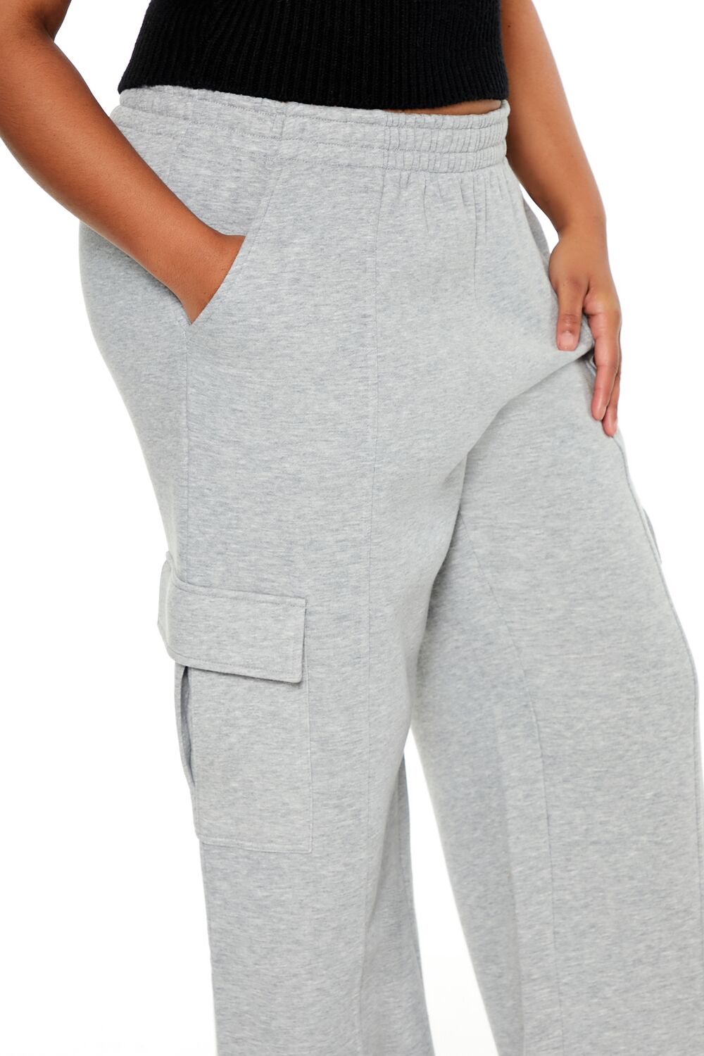 Plus Size Mid-Rise Cargo Sweatpants