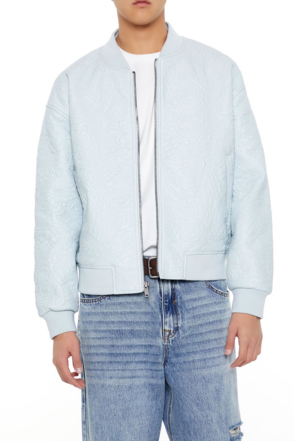 Embossed Rose Bomber Jacket
