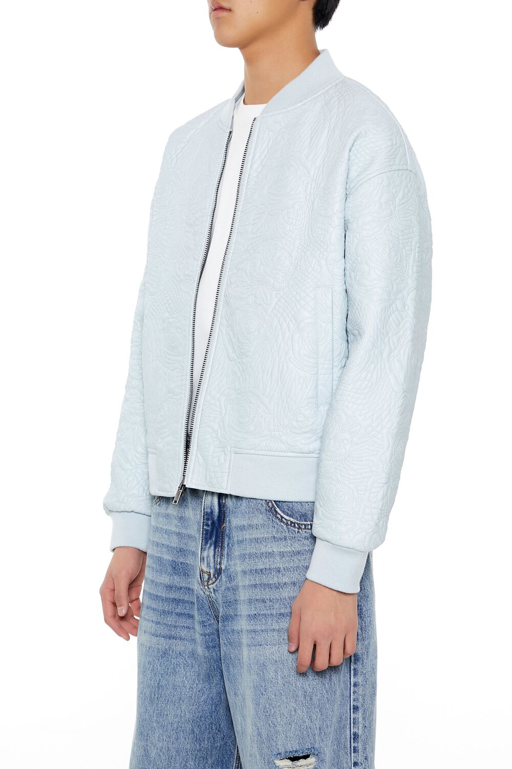 Embossed Rose Bomber Jacket