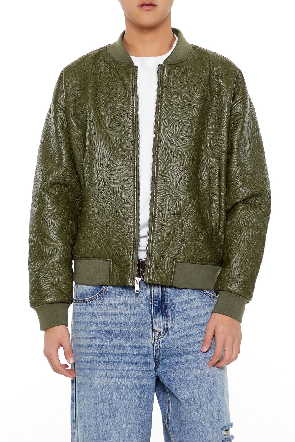 Embossed Rose Bomber Jacket
