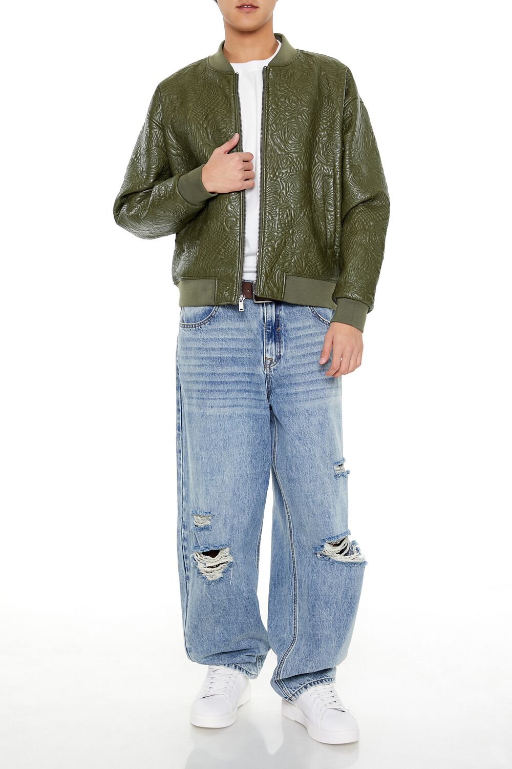 Embossed Rose Bomber Jacket