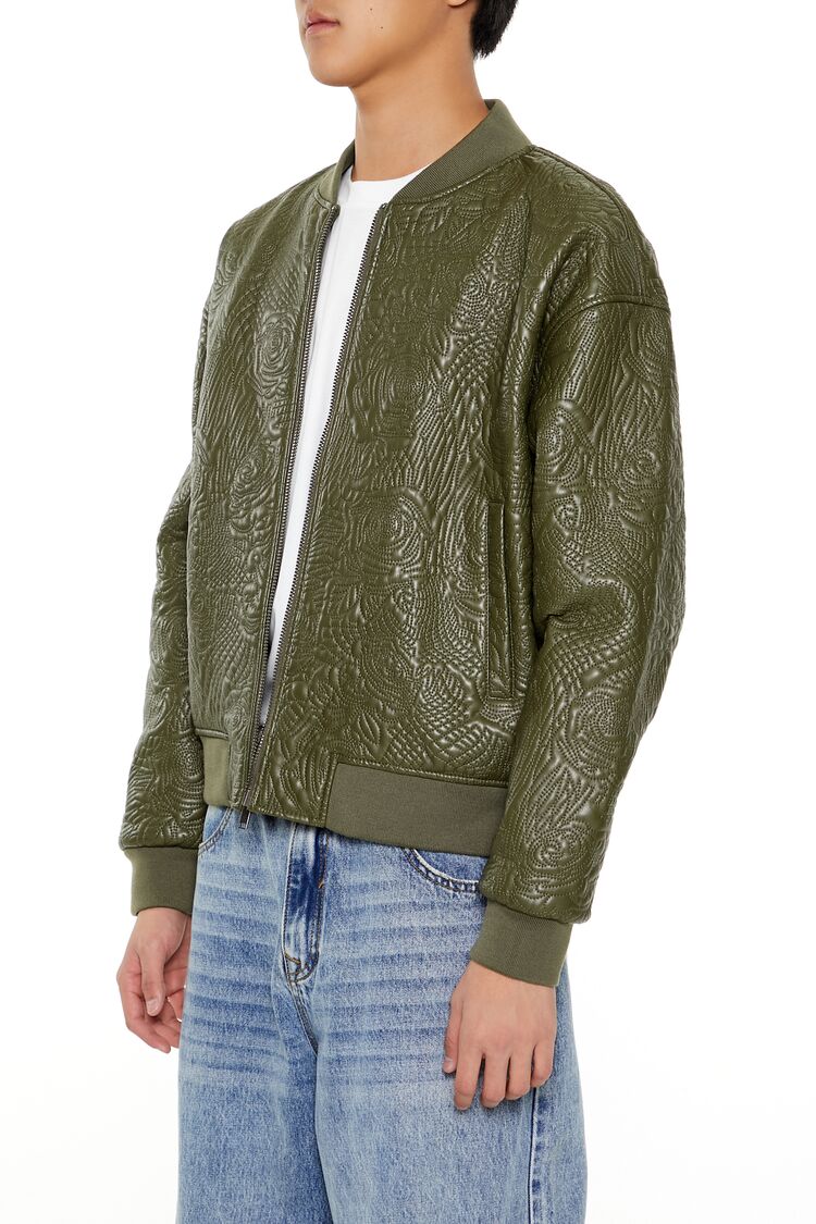 Embossed Rose Bomber Jacket