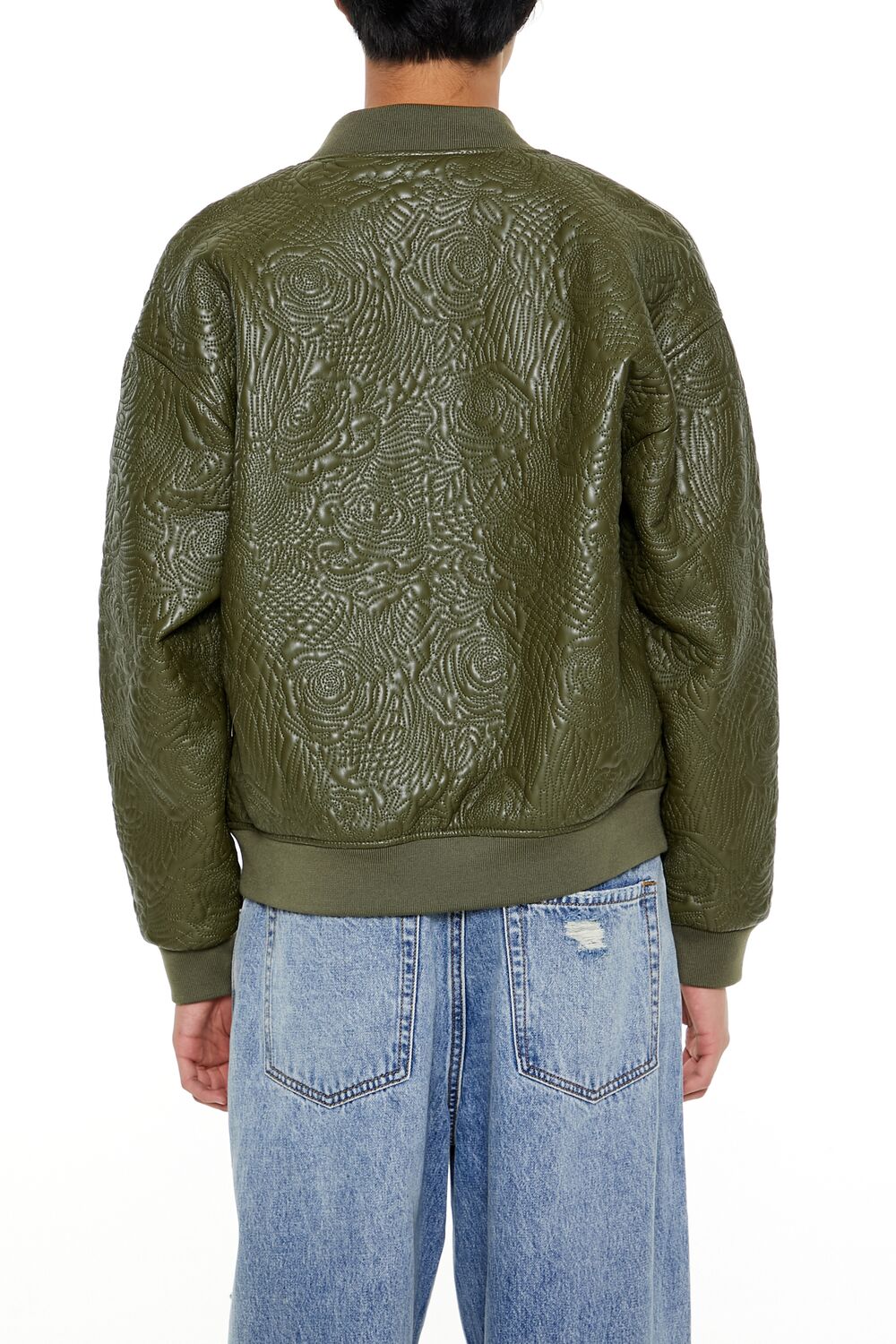 Embossed Rose Bomber Jacket