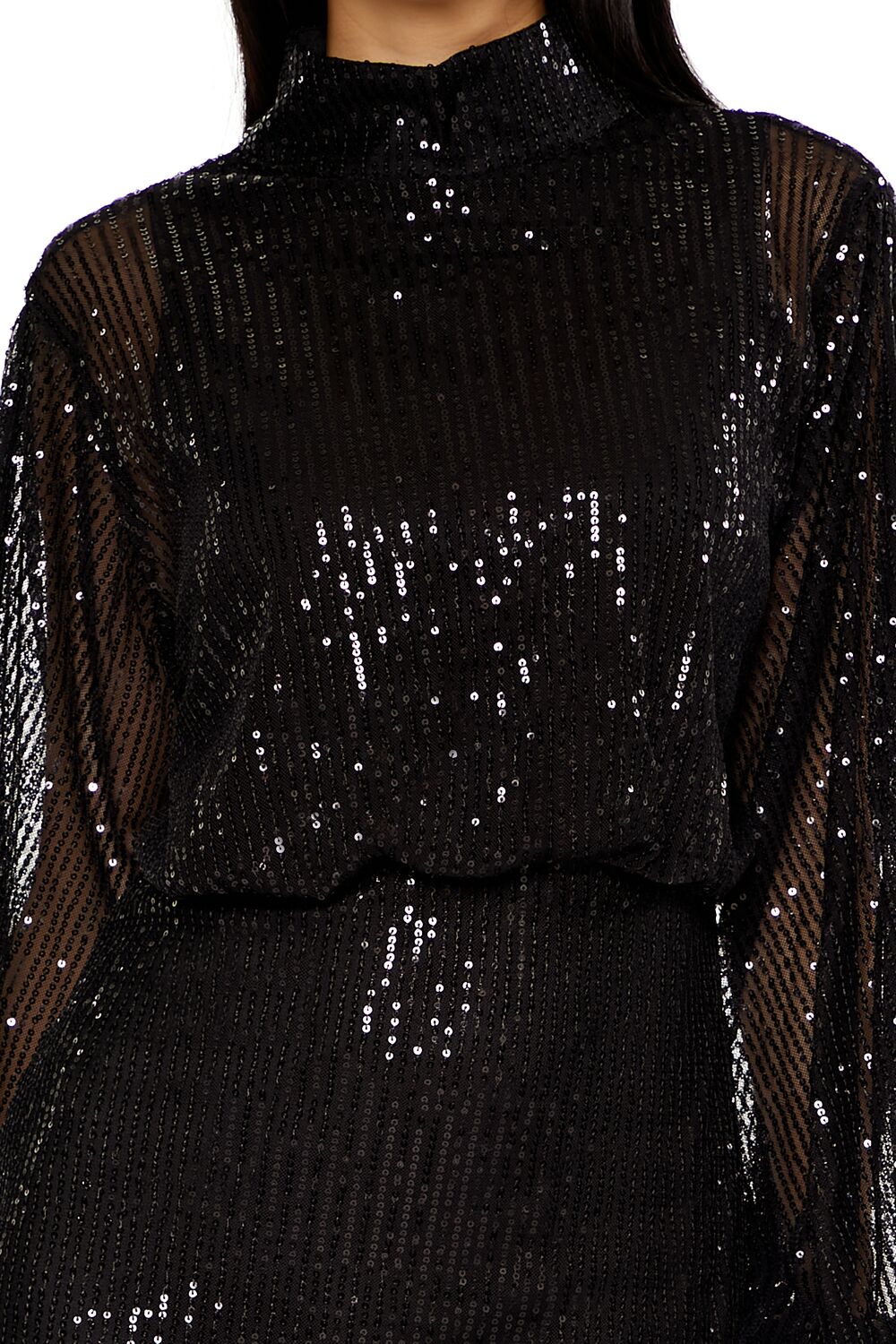 Sequin High-Neck Mini Dress