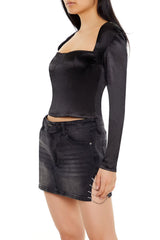 Square-Neck Bustier Crop Top