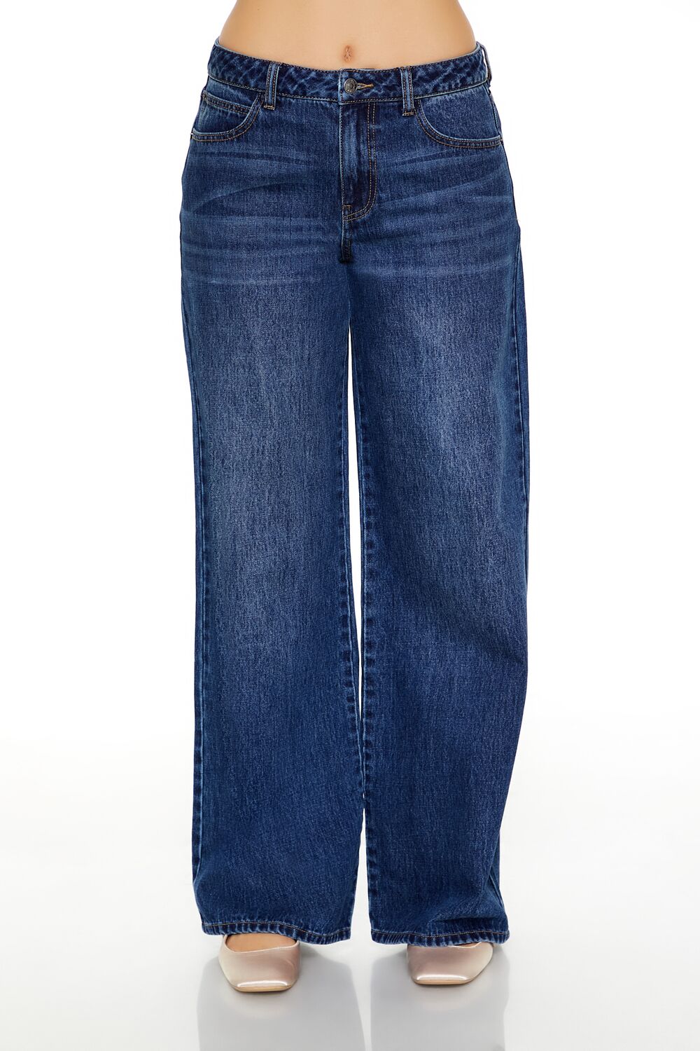 Heart Bow Mid-Rise Baggy Jeans