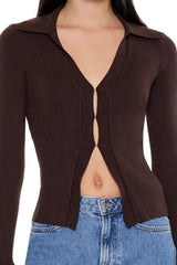 Ribbed Split-Hem Cardigan Sweater